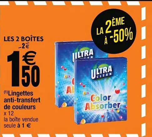 lingettes anti transfert de couleurs ultra clean 2ème à -50%