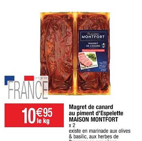 magret de canard au piment d'espelette maison montfort