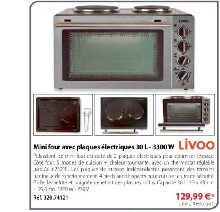 minifour avec plaques électriques 30 l 3300 w livoo