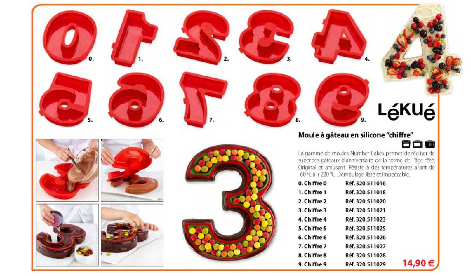 moule à gâteau en silicone chiffre lékué