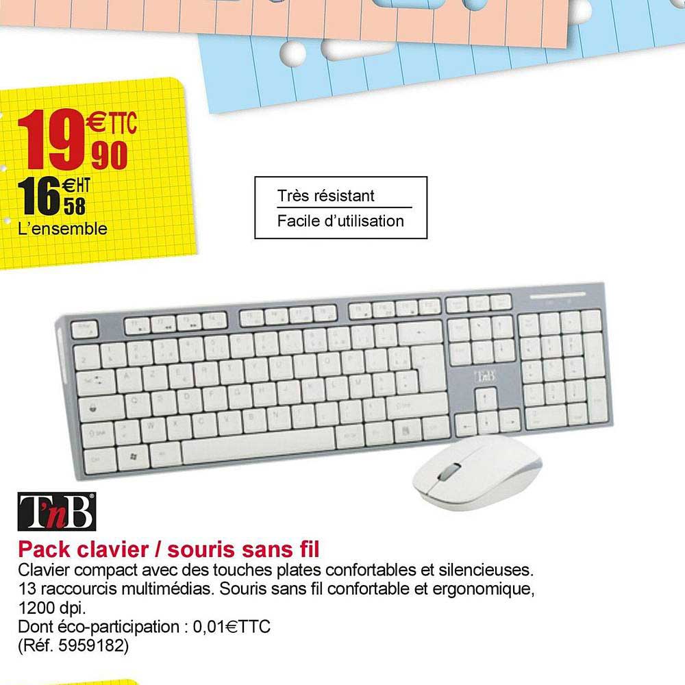 Pack Clavier Souris Sans Fil Tnb