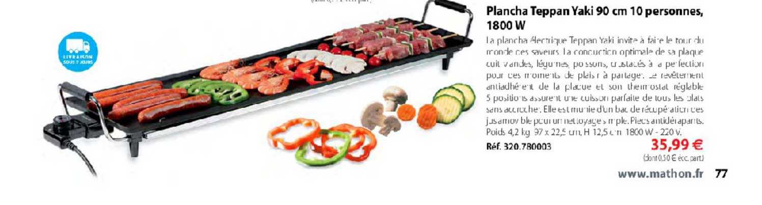 plancha teppan yaki 90 cm 10 personnes 1800 w