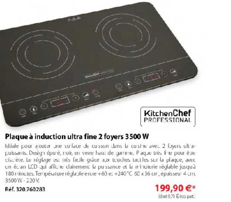 plaque à induction ultra fine 2 foyers 3500 w kitchenchef professional