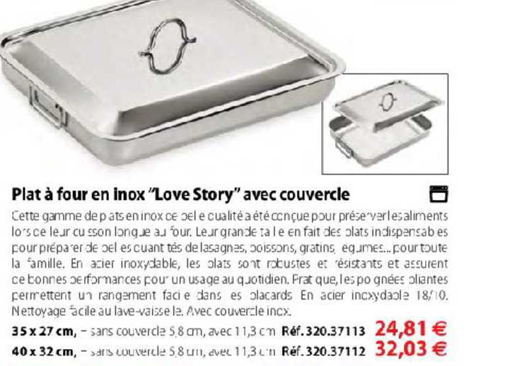 plat à four en inox love story avec couvercle