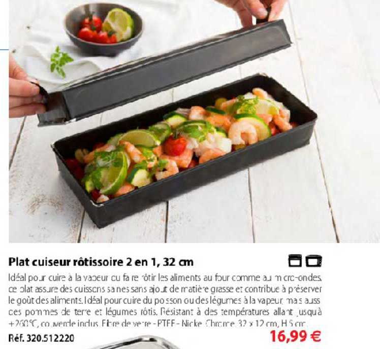 plat cuiseur rôtissoire 2 en 1.32 cm
