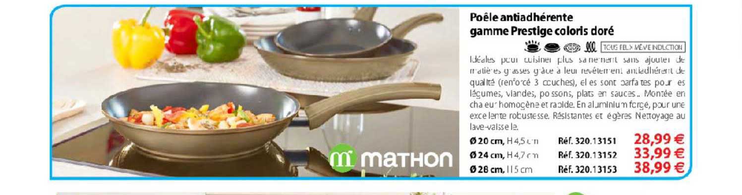 poêle antiadhérente gamme prestige coloris doré