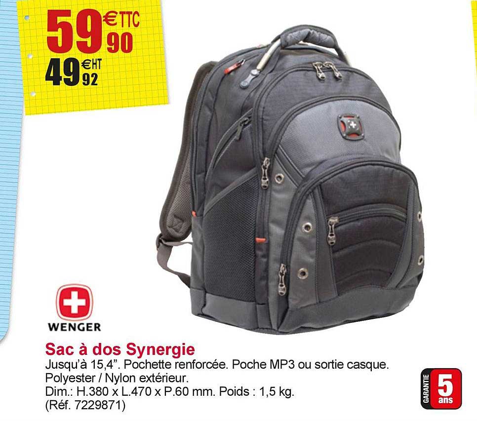 sac à dos synergie 15 4 pouces wenger
