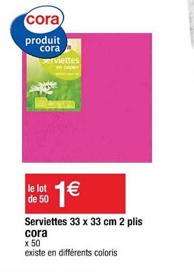 serviettes 33 x 33 cm 2 plis cora