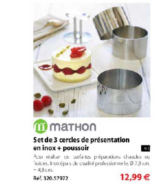 set de 3 cercles de présentation en inox + poussoir