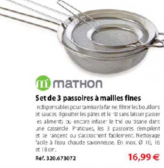 set de 3 passoires à mailles fines