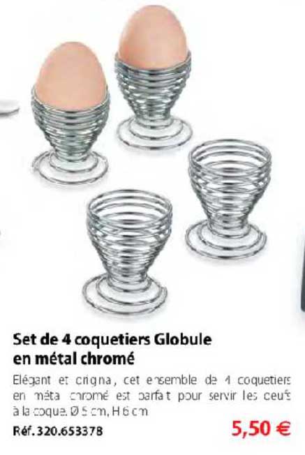 Set De 4 Coquetiers Globlule En Métal Chromé