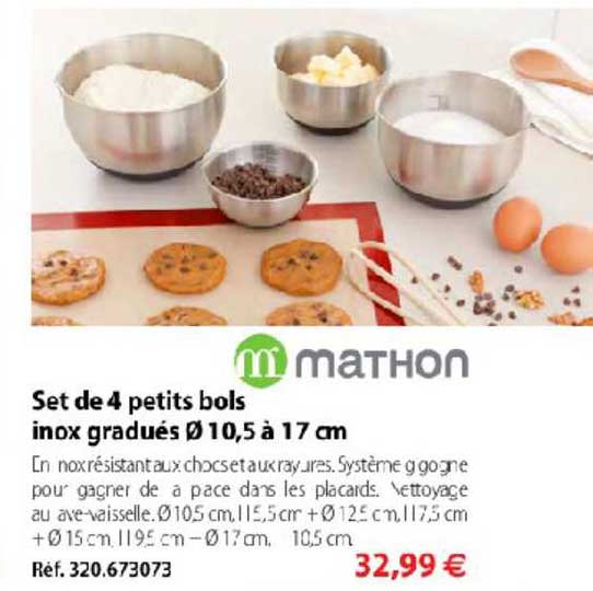 set de 4 petits bols inox gradués 10.5 à 17 cm
