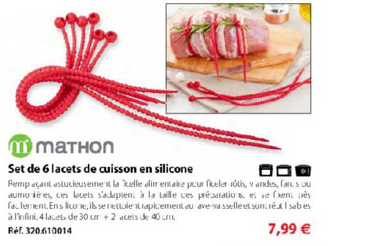set de 6 lacets de cuisson en silicone