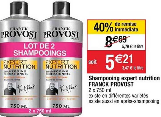 shampooing expert nutrition franck provost 40% de remise immédiate