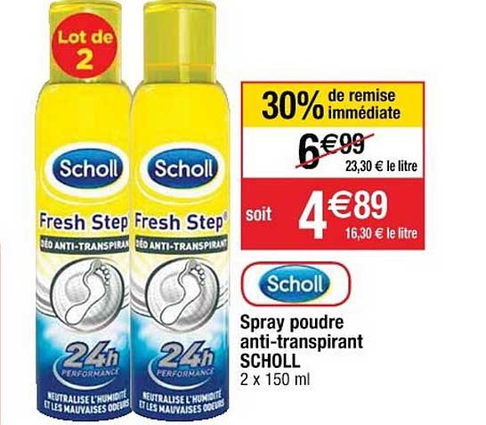 Spray Poudre Anti Transpirant Scholl 30% De Remise Immédiate