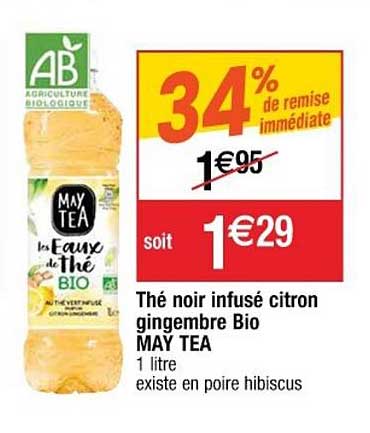 thé noir infusé citron gingembre bio may tea 34% de remise immédiate