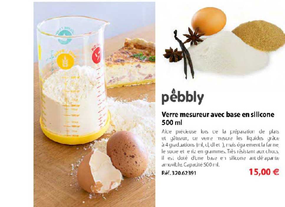 verre mesureur avec base en silicone 500 ml pebbly