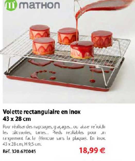 volette rectangulaire en inox 43 x 28 cm