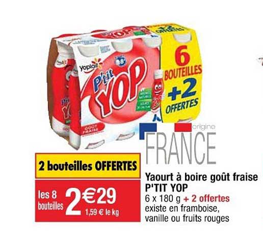 Yaourt à Boire Goût Fraise P'tit Yop
