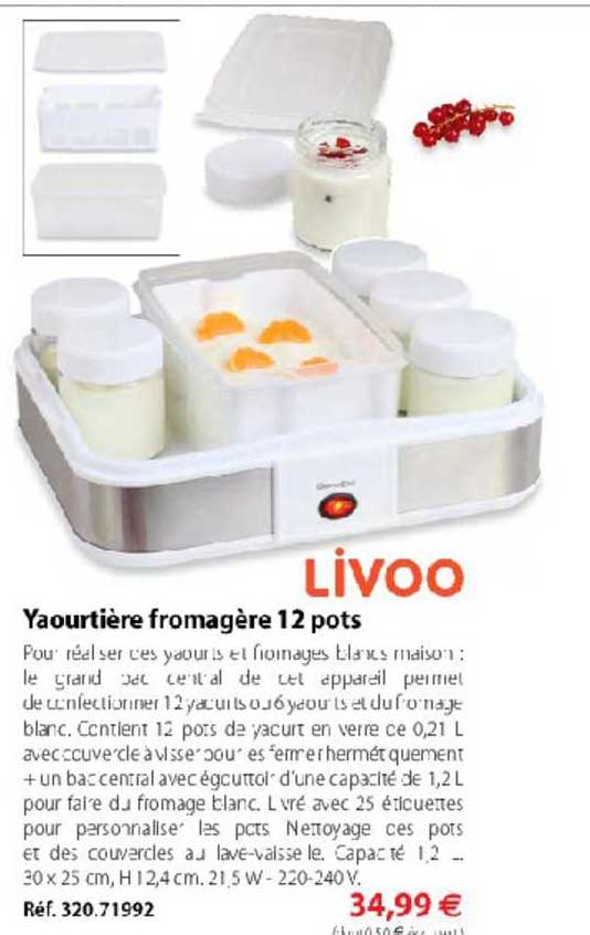 Yaourtière Fromagère 12 Pots Livoo