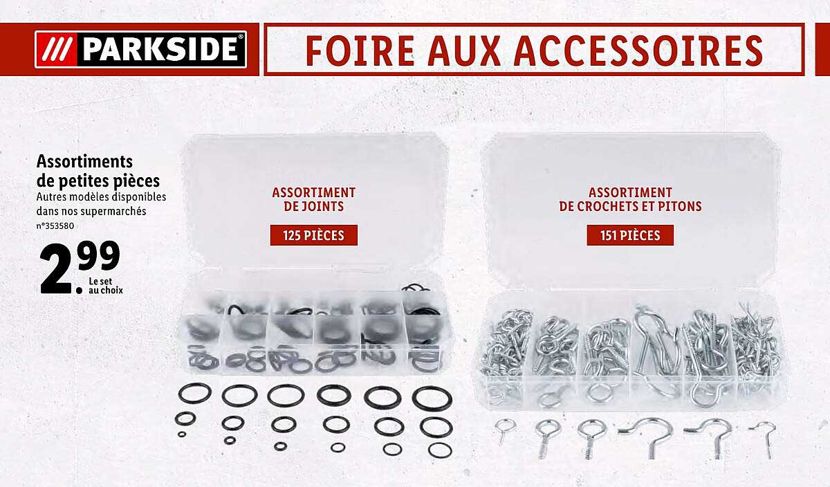 assortiments de petites pièces parkside