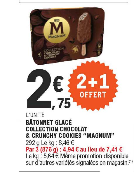 Bâtonnet Glacé Collection Chocolat & Crunchy Cookies "magnum"