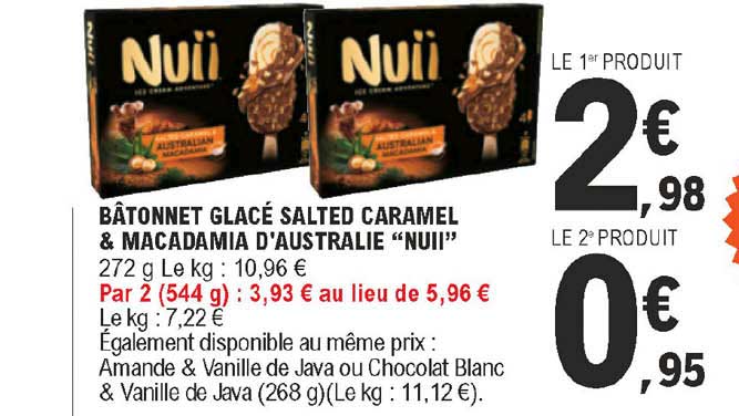 bâtonnet glacé salted caramel & macadamia d'australie "nuii"