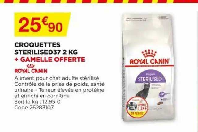 croquettes sterilised 37 2 kg + gamelle offerte royal canin