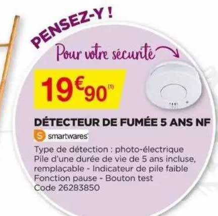 Détecteur De Fumée 5 Ans Nf Smartwares