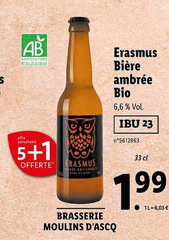 Erasmus Bière Ambrée Bio
