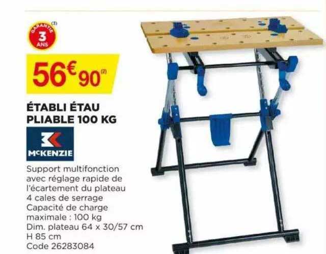 établi étau pliable 100 kg mckenzie