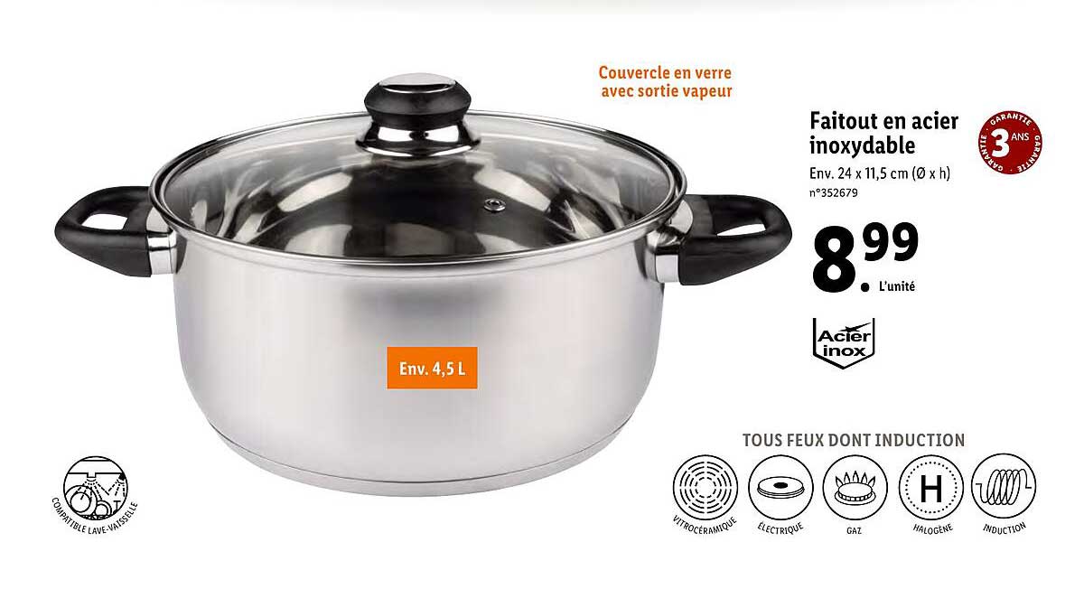 faitout en acier inoxydable