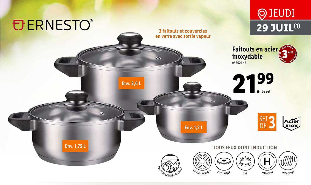 faitouts en acier inoxydable ernesto