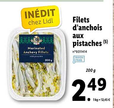 filets d'anchois aux pistaches