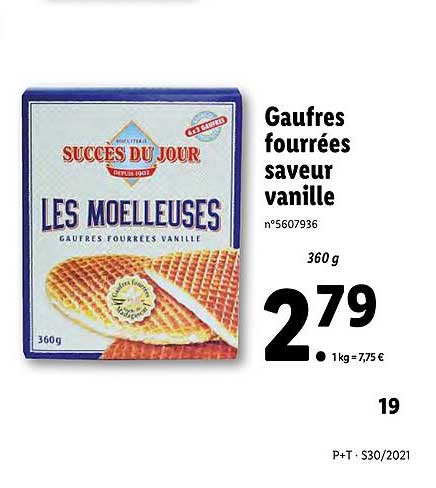 gaufres fourrées saveur vanille succès du jour
