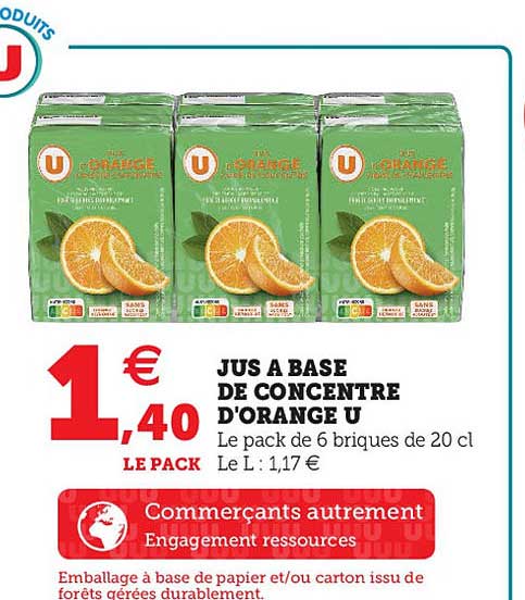 Jus à Base De Concentré D'orange U