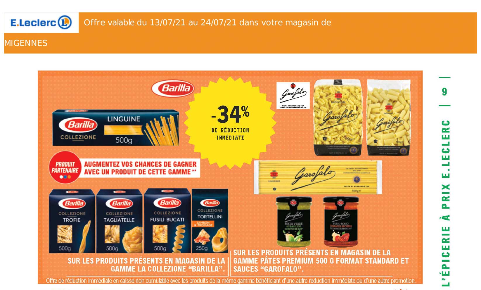 la gamme la collezione "barilla", pâtes premium 500 g format standard et sauces "garofalo"