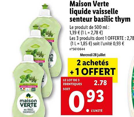 maison verte liquide vaisselle senteur basilic thym