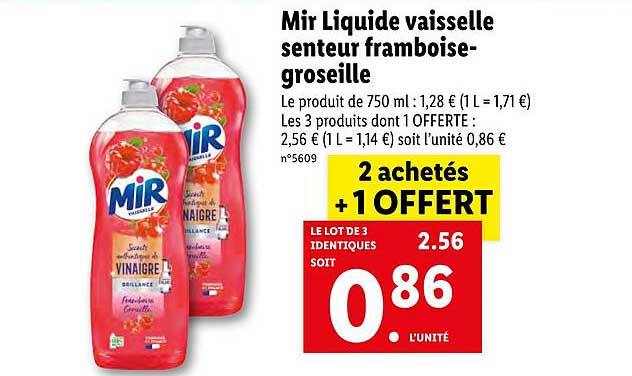 mir liquide vaisselle senteur framboise-groseille