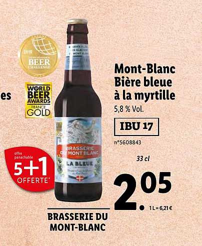 mont-blanc bière bleue à la myrtille