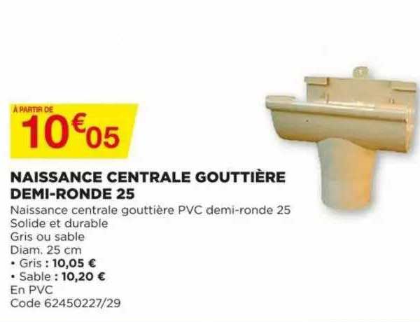 naissance centrale gouttière demi-ronde 25