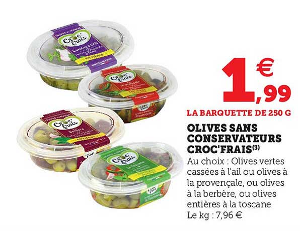 Olives Sans Conservateurs Croc'frais