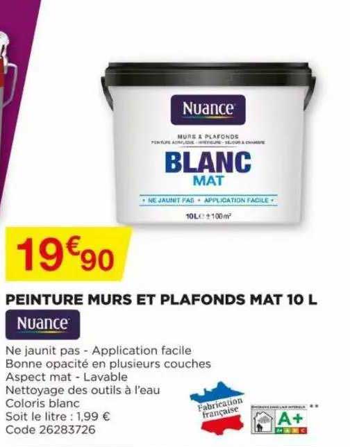 Peinture Murs Et Plafonds Mat 10 L Nuance