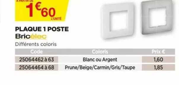 plaque 1 poste bricélec