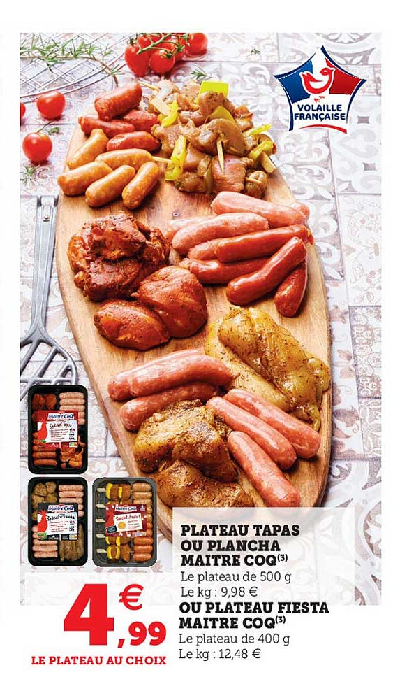 plateau tapas ou plancha maître coq ou plateau fiesta maître coq