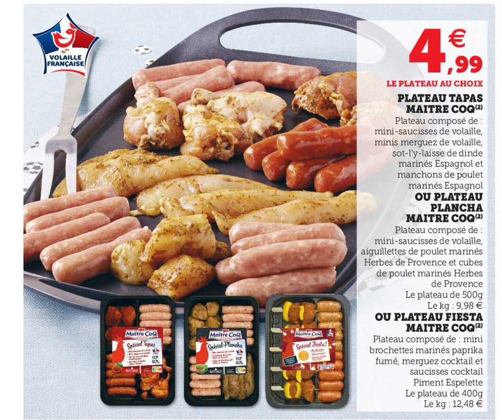 plateau taps maître coq ou plateau plancha maître coq ou plateau fiesta maître coq