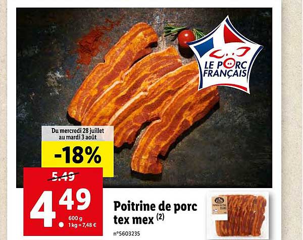 poitrine de porc tex mex