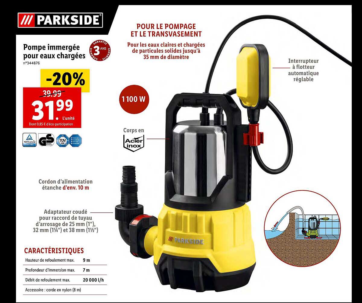 Pompe Immergée Pour Eaux Chargées Parkside