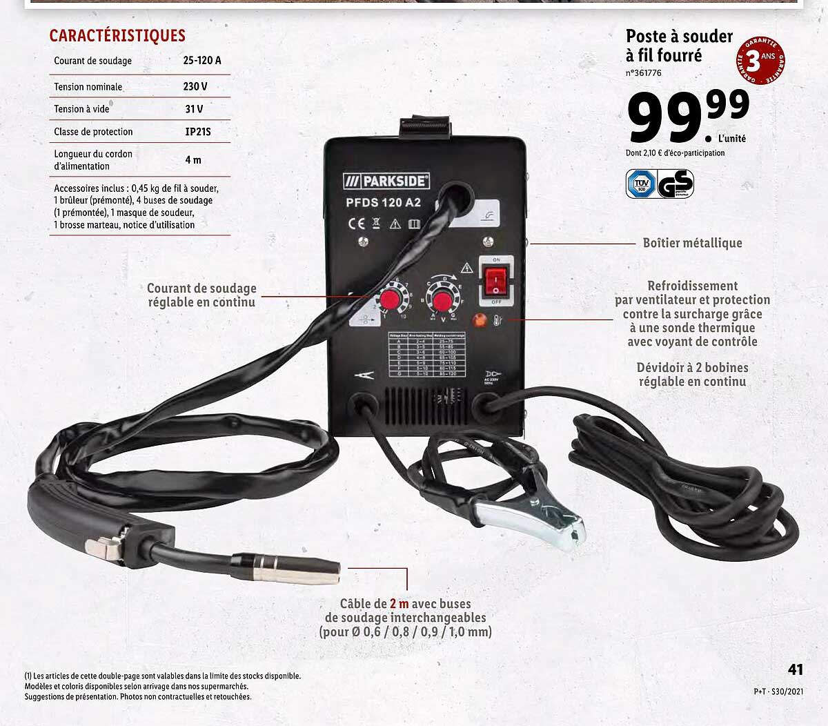 poste à souder à fil fourré parkside