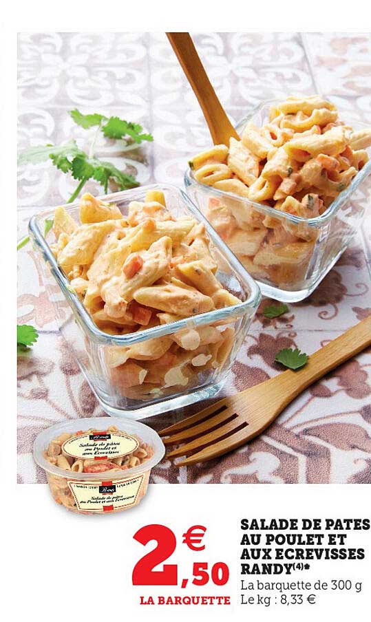 salade de pâtes au poulet et aux écrevisses randy